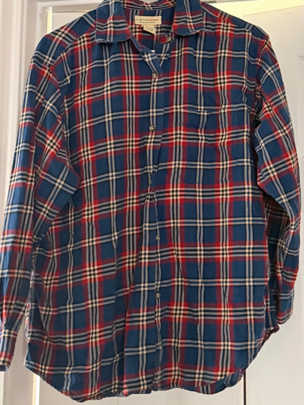 Blue and Red Plaid Button-Up Shirt